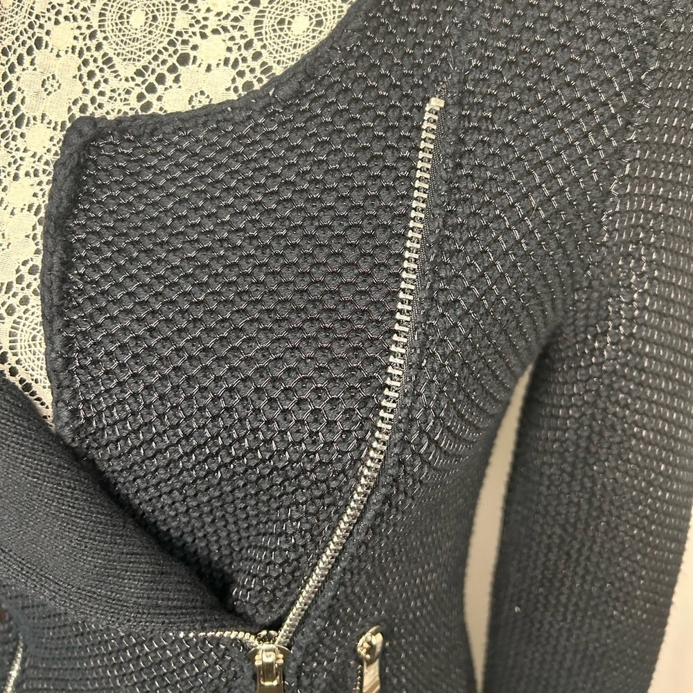 Maje black multi zippered moto inspired fabric jacket size 2 - Picture 5 of 15